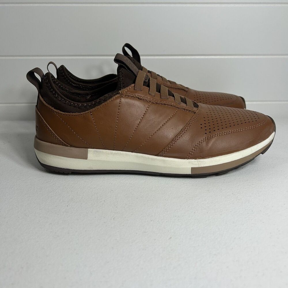 Vionic Shoes Mens 8.5 Brown Leather Trent Comfort Casual Walking Sneakers